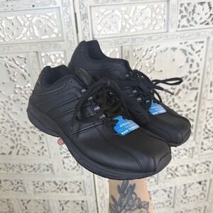NEW Dr Scholls Black Leather Work Shoes Womens 7.5 Fits 6.5 Slip Resistant